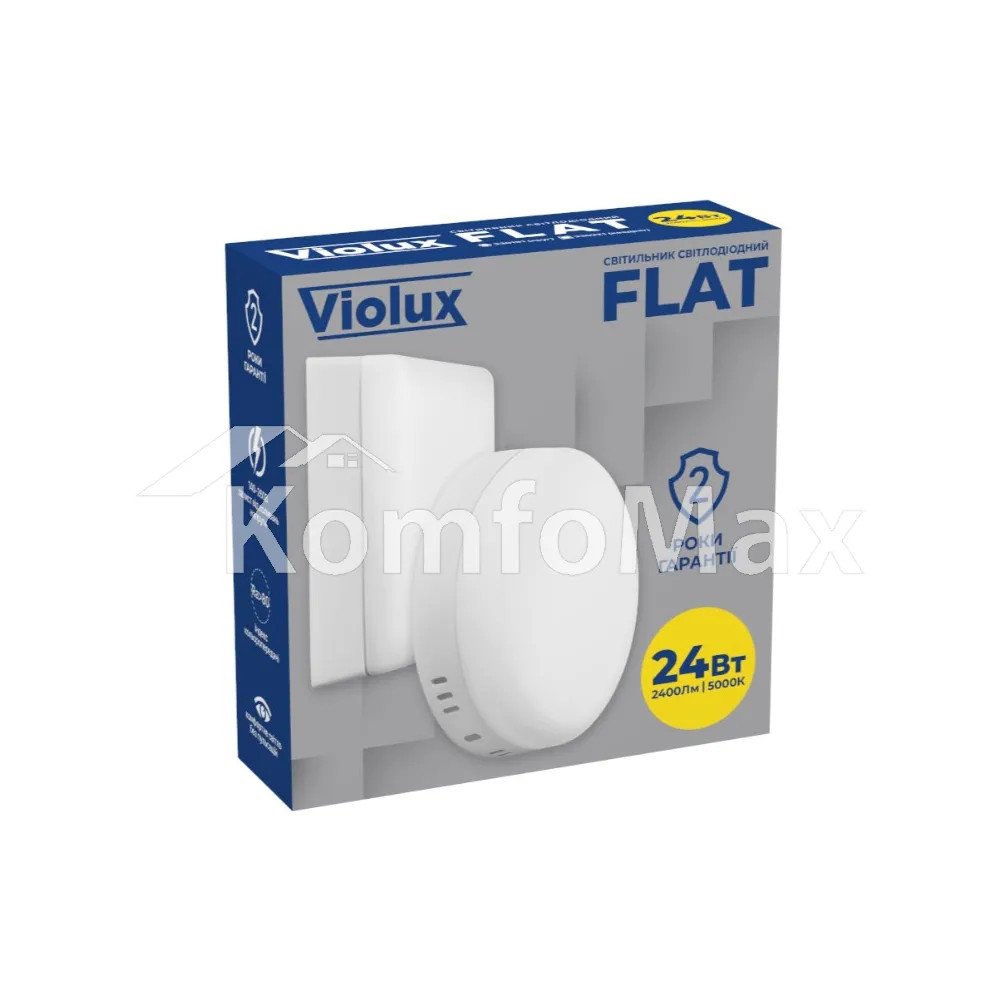 LED світильник VIOLUX ДББ FLAT квадрат 24W 5000K IP20 330221  - фото 1