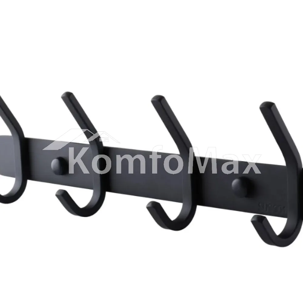 Гачки на планці Globus Lux SQ 9435-4 SUS304 чорна матова на 4 гачки 