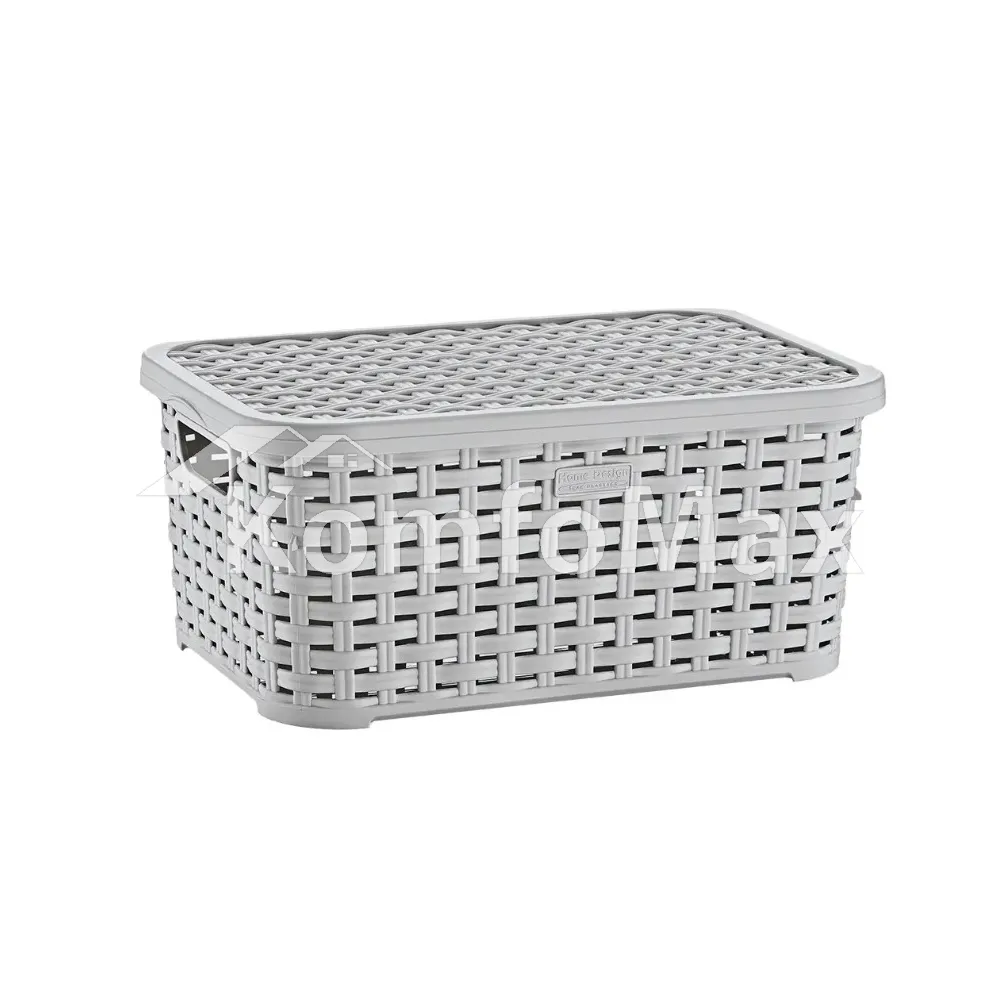 Кошик з кришкою Plastart Ротанг SP-290 5л. (19,5х28,5х12,5см.) Сірий 
