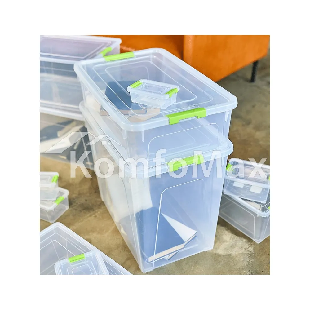 Контейнер Smart Box 40л. 49х32х39см. прозорий/оливковий  - фото 1