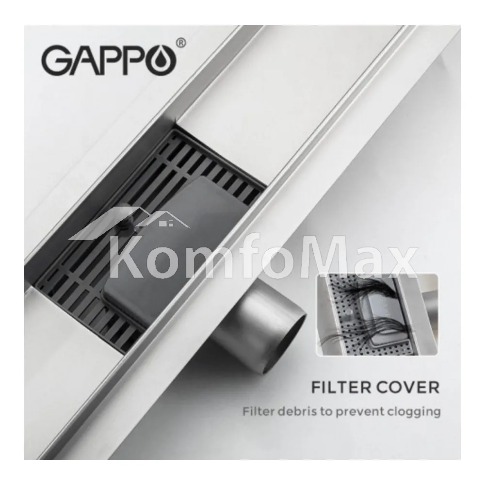 Трап для душу Gappo G87007-2 із нержавіючої сталі 70х700мм Сатин  - фото 2