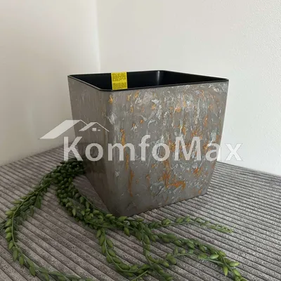 Горщик для квітів Квадро STONE низький 22х22см висота 21см срібний опал