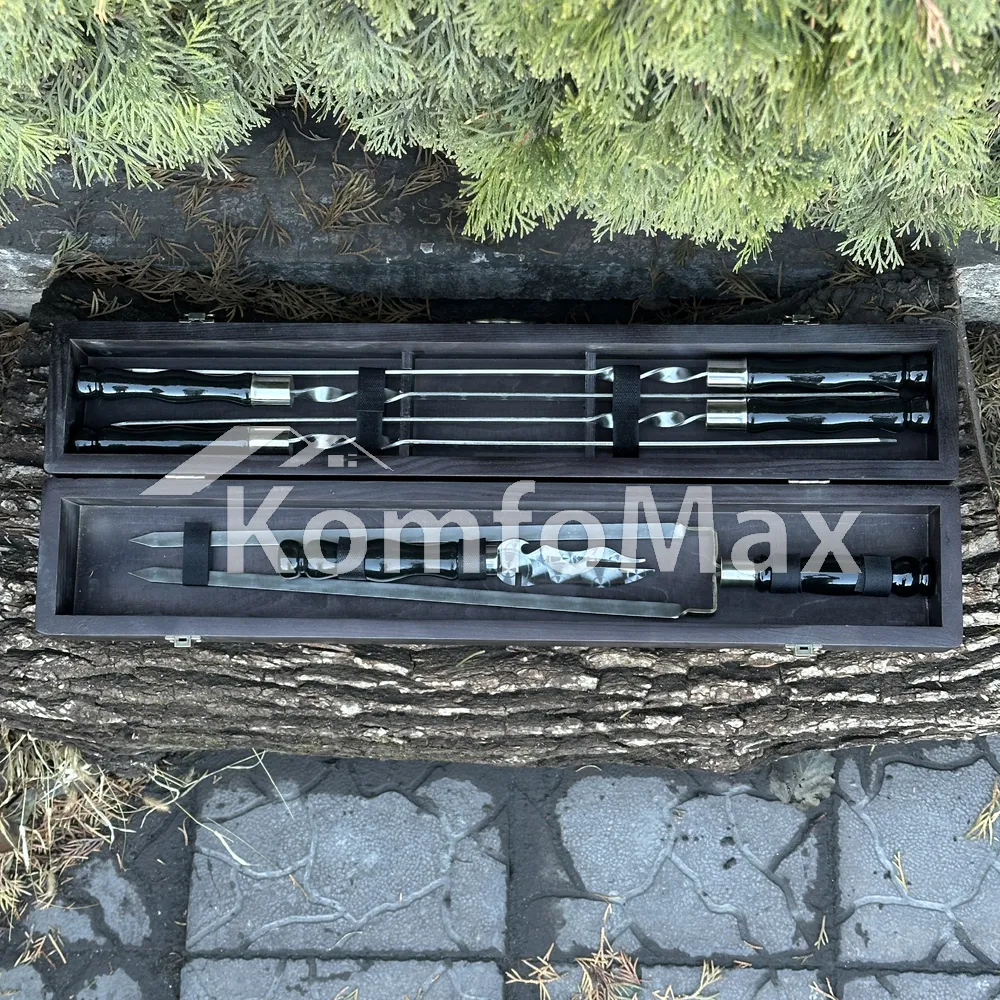 Подарунковий набір шампурів Mzavod ШашлиКейс Чорний  - фото 4
