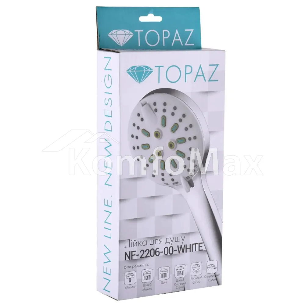 Лійка для душу Topaz NF-2206-00-White, на 6 режимів  - фото 1