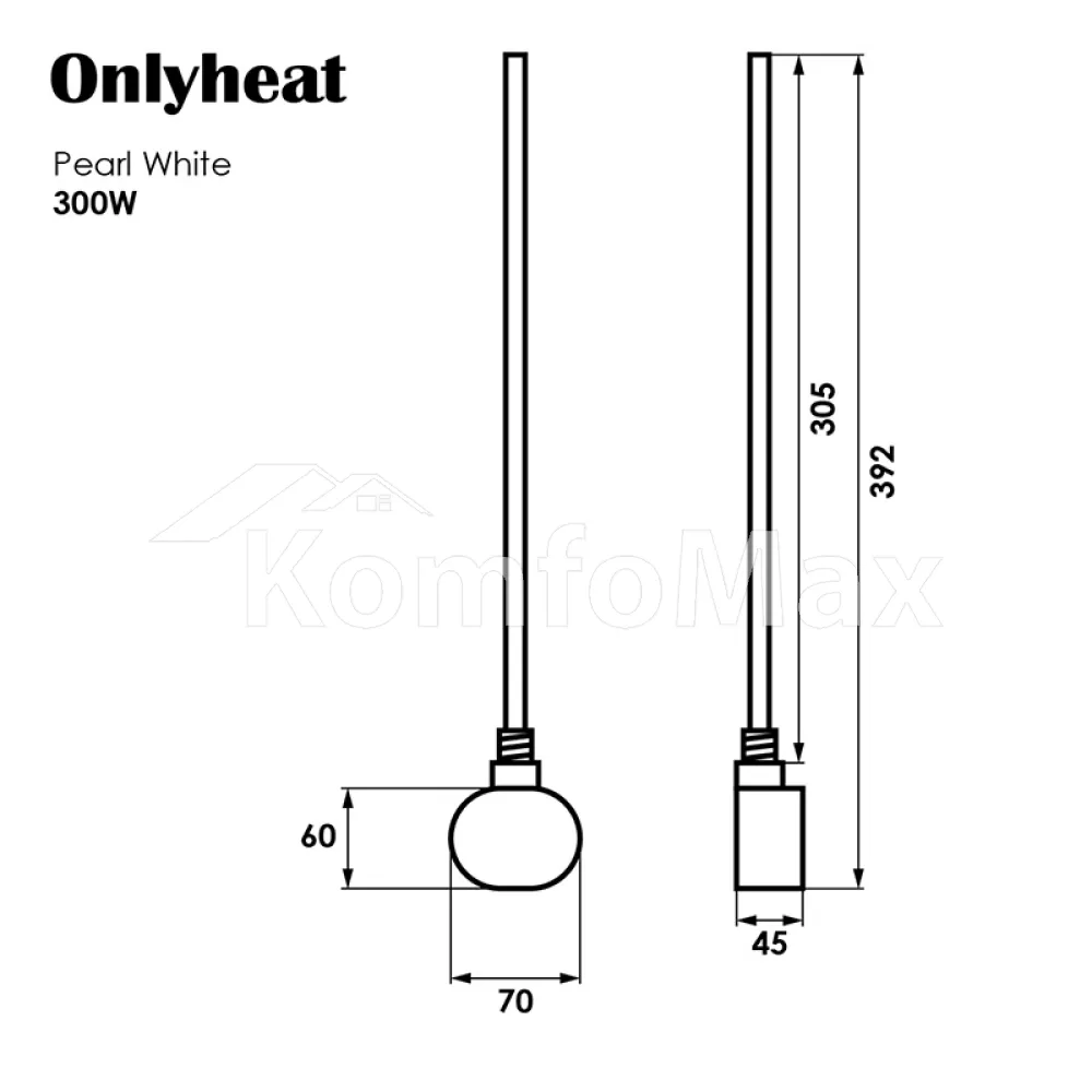 Тен для рушникосушки OnlyHeat Pearl White 0,3кВт  - фото 2