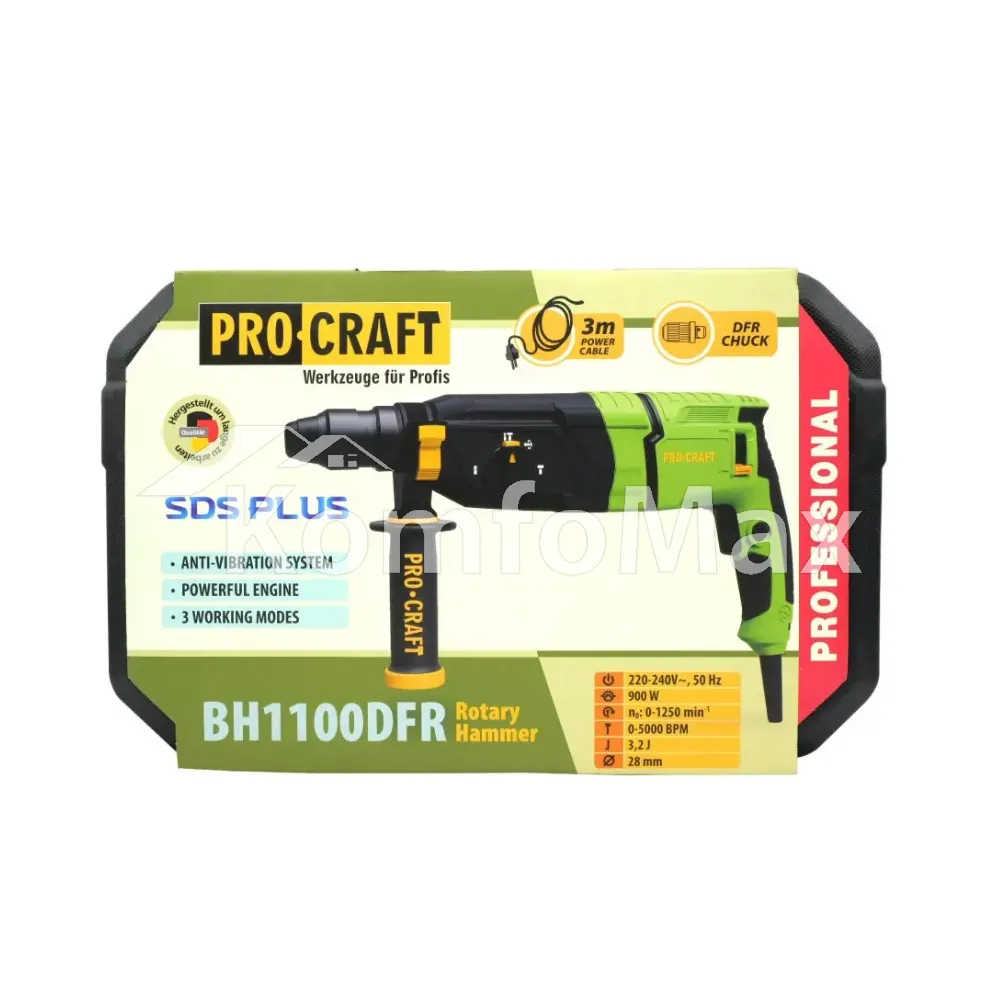 Перфоратор ProCraft BH1100DFR 900Вт 3,2Дж  - фото 2