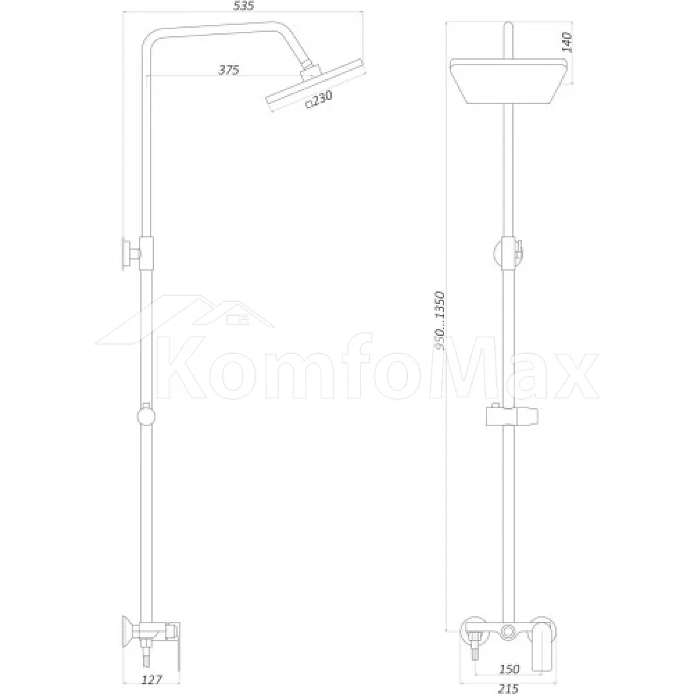 Душова система Globus Lux LAGUNA GLA-0005N-7-WHITE латунь білий/хром  - фото 4
