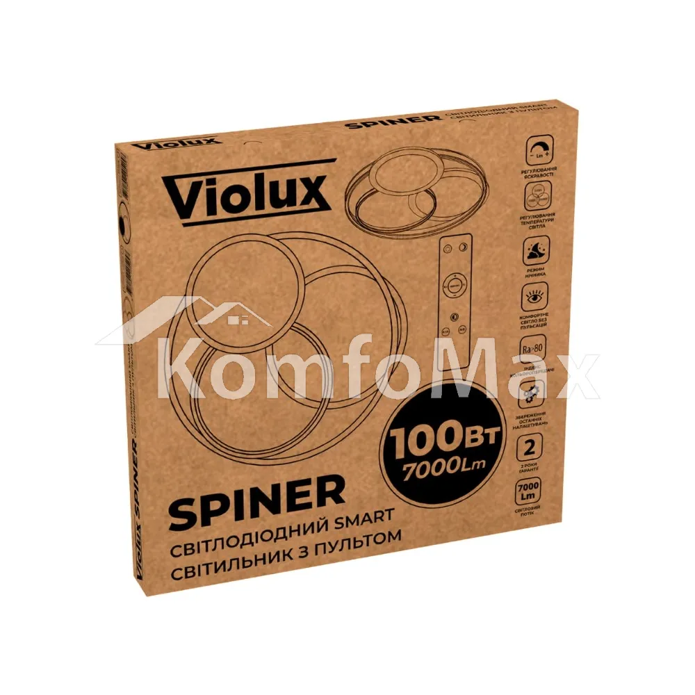 LED світильник VIOLUX smart SPINER круг 100W 3000-5000K IP20 220525 білий  - фото 7