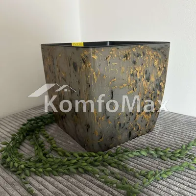 Горщик для квітів Квадро STONE низький 22х22см висота 21см чорний агат