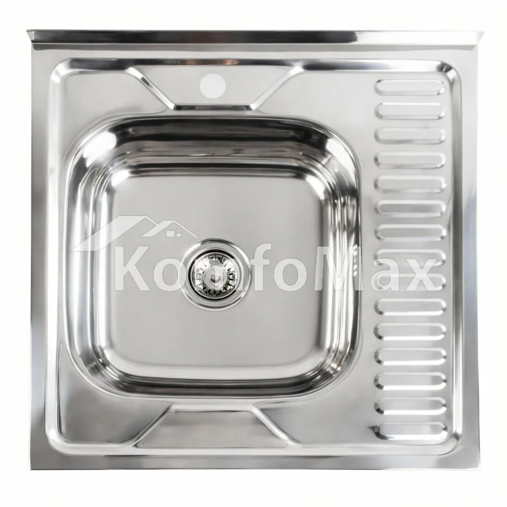 Мийка кухонна накладна Platinum 6060 0,7мм. L 600Х600мм. поліровка 