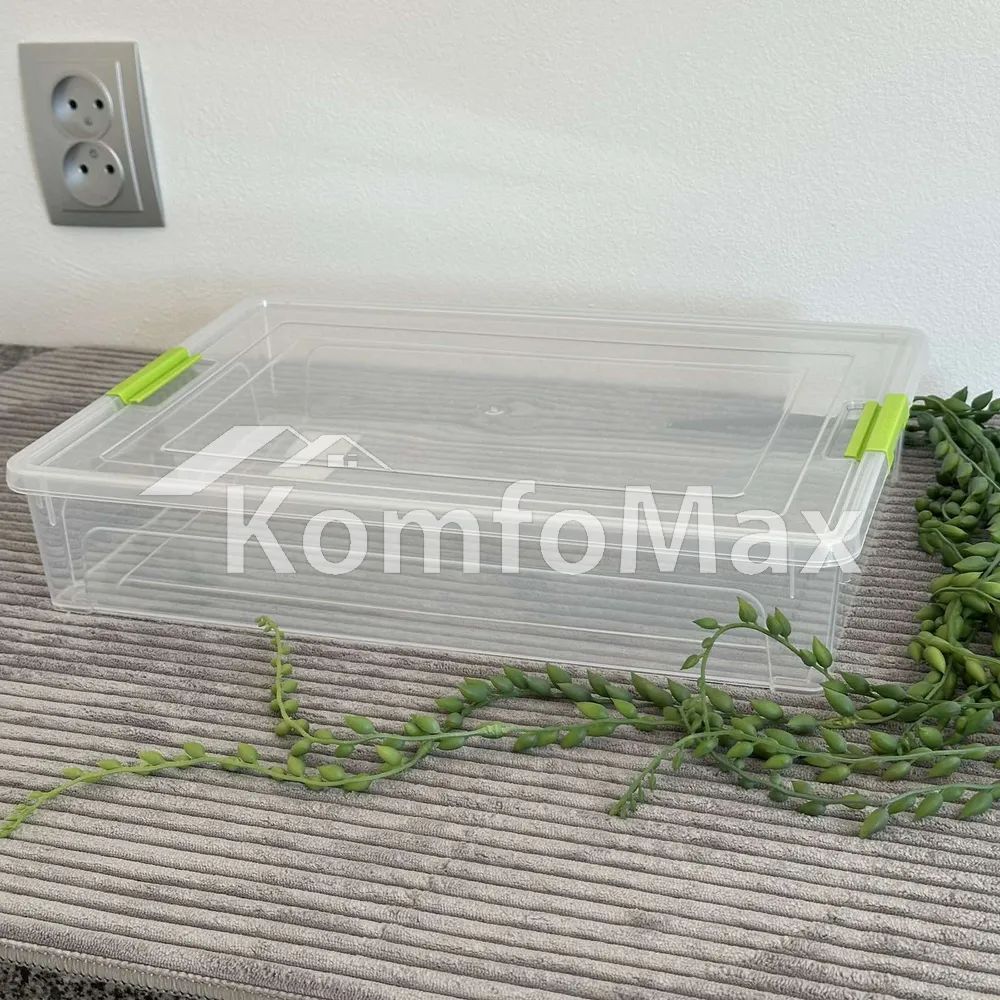 Контейнер Smart Box 5,5л. 39х29х8см. прозорий/оливковий 