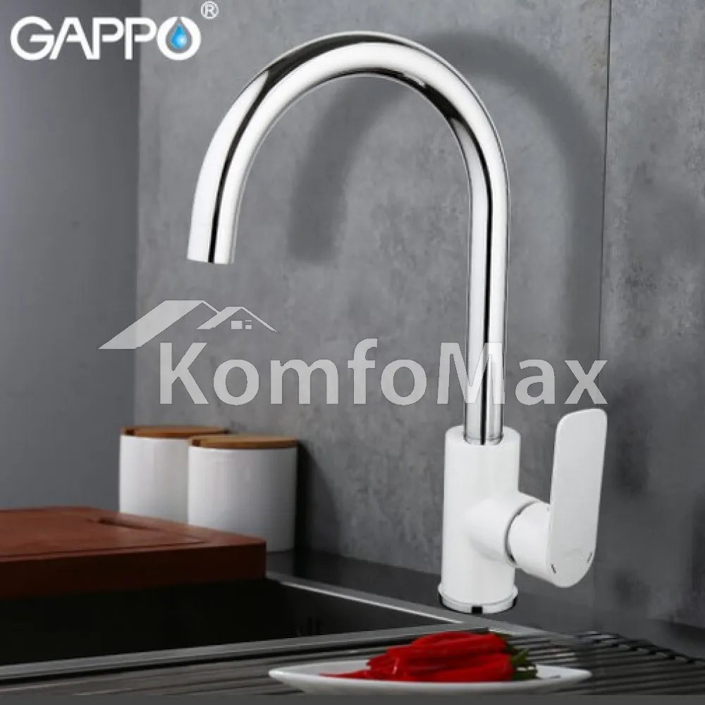 Змішувач для кухні GAPPO G4048, латунь білий/хром  - фото 1