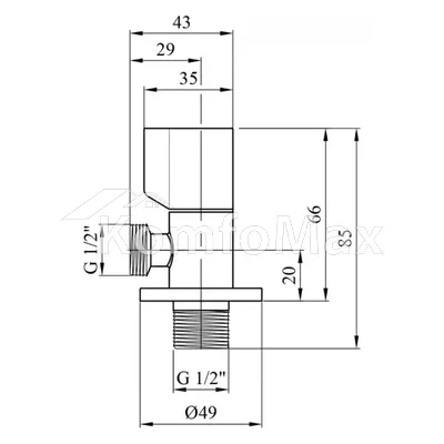 Кран кутовий KARRO KR3120 1/2 х 1/2 латунь