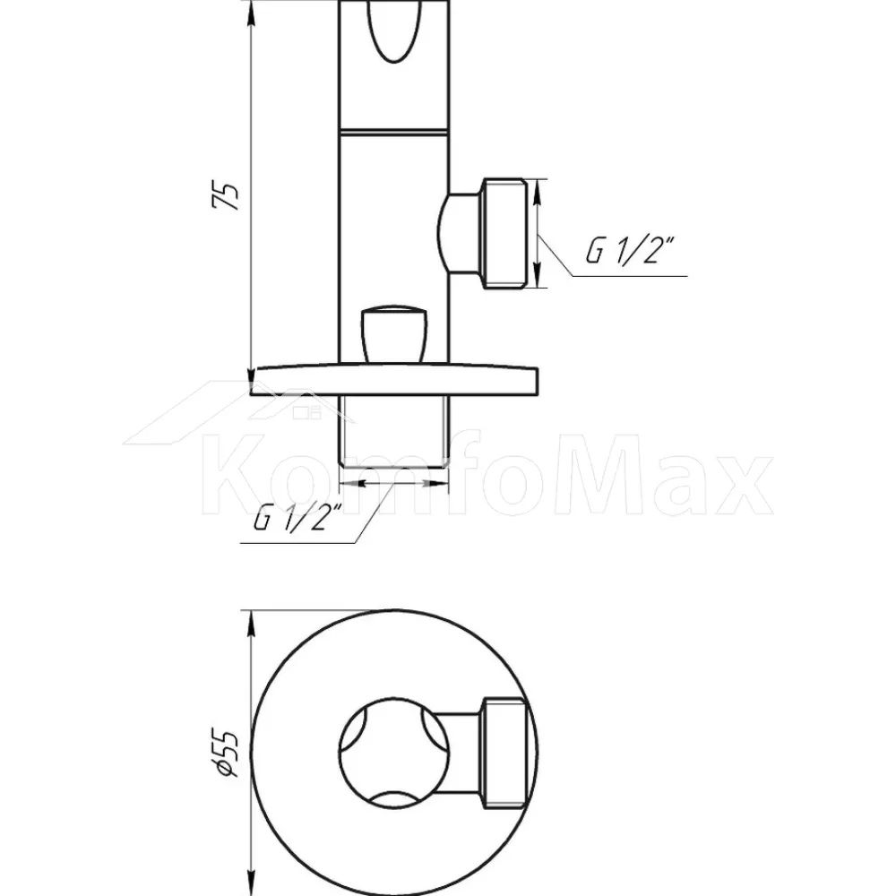Кран напівобертовий кутовий SOLOMON 1/2″х1/2″ 9081  - фото 3