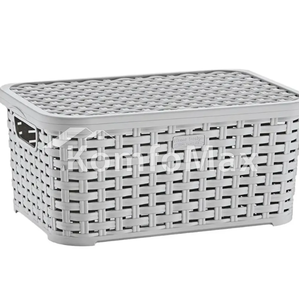 Кошик з кришкою Plastart Ротанг SP-290 5л. (19,5х28,5х12,5см.) Сірий 