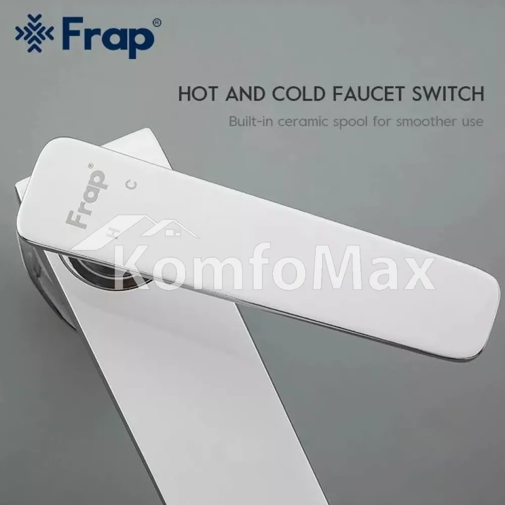 Змішувач для умивальника Frap F1058, латунь білий/хром  - фото 4