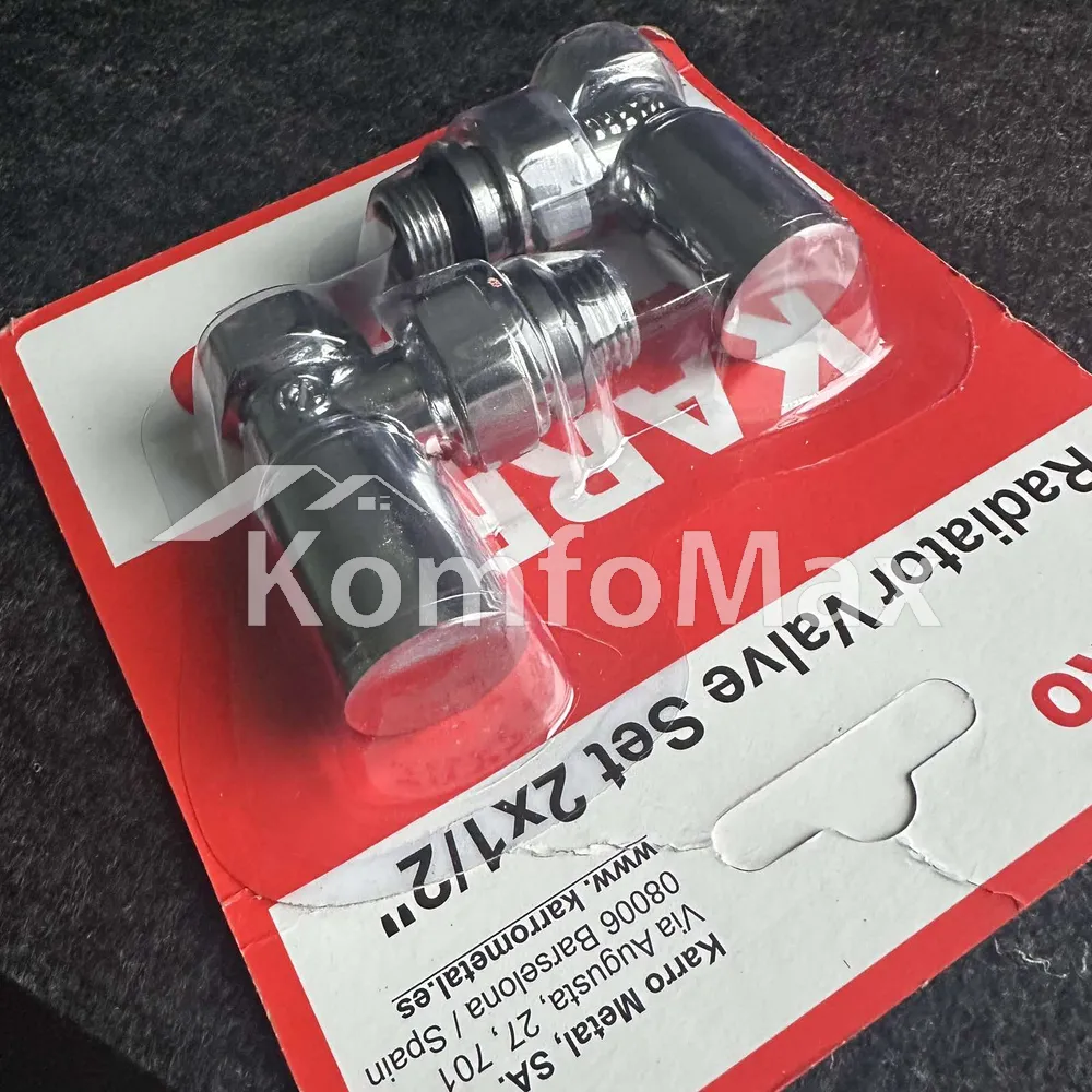 Комплект кранів для рушникосушки Karro 1/2” ВВ KR T 32001 циліндр хром  - фото 1