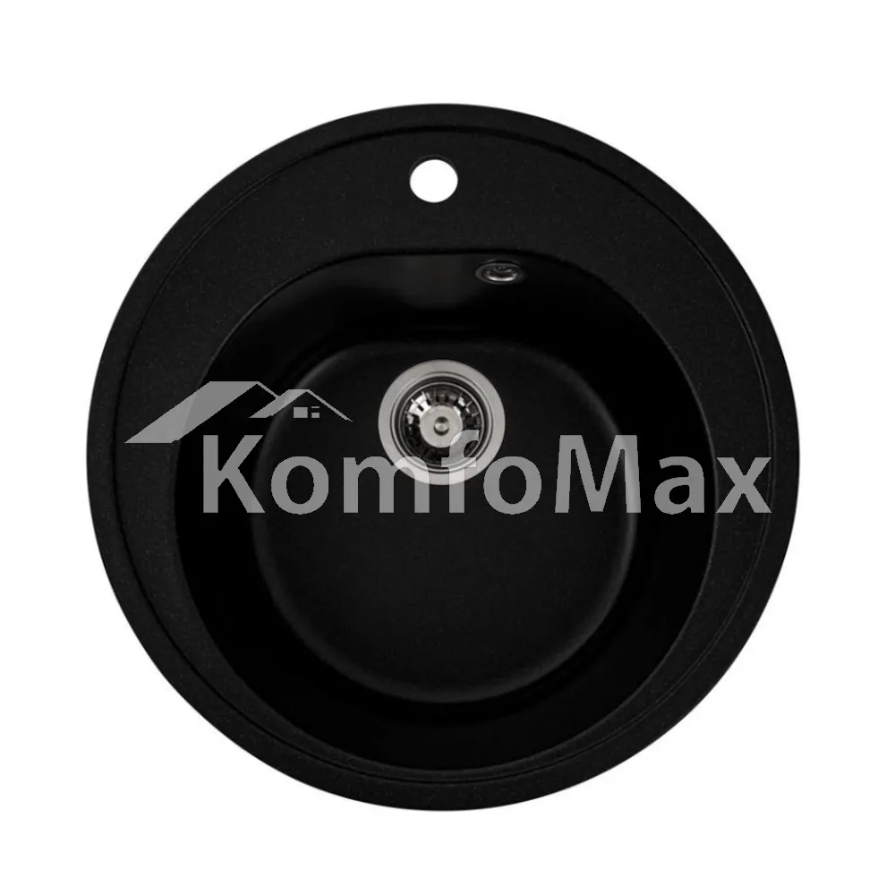 Гранітна мийка для кухні Platinum 510 LUNA матова Чорний металік 