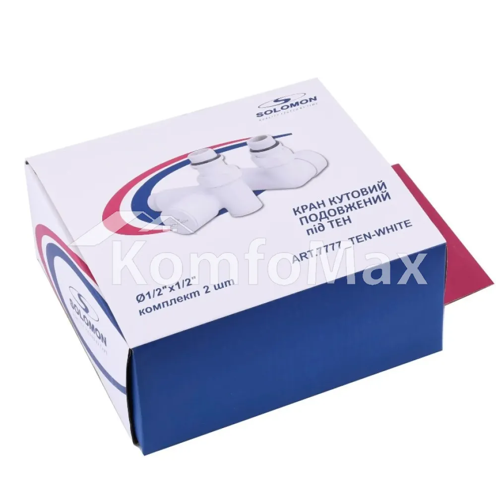Комплект кранів для рушникосушки SOLOMON LUX 1/2″ WHITE 7777 білий  - фото 3