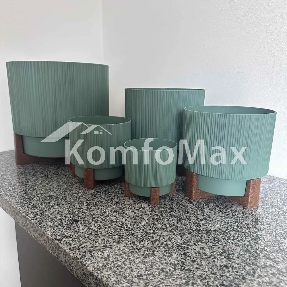 Горщик для квітів Алеана Осло низький з підставкою d-12см. висота 12см. зелений  - фото 3