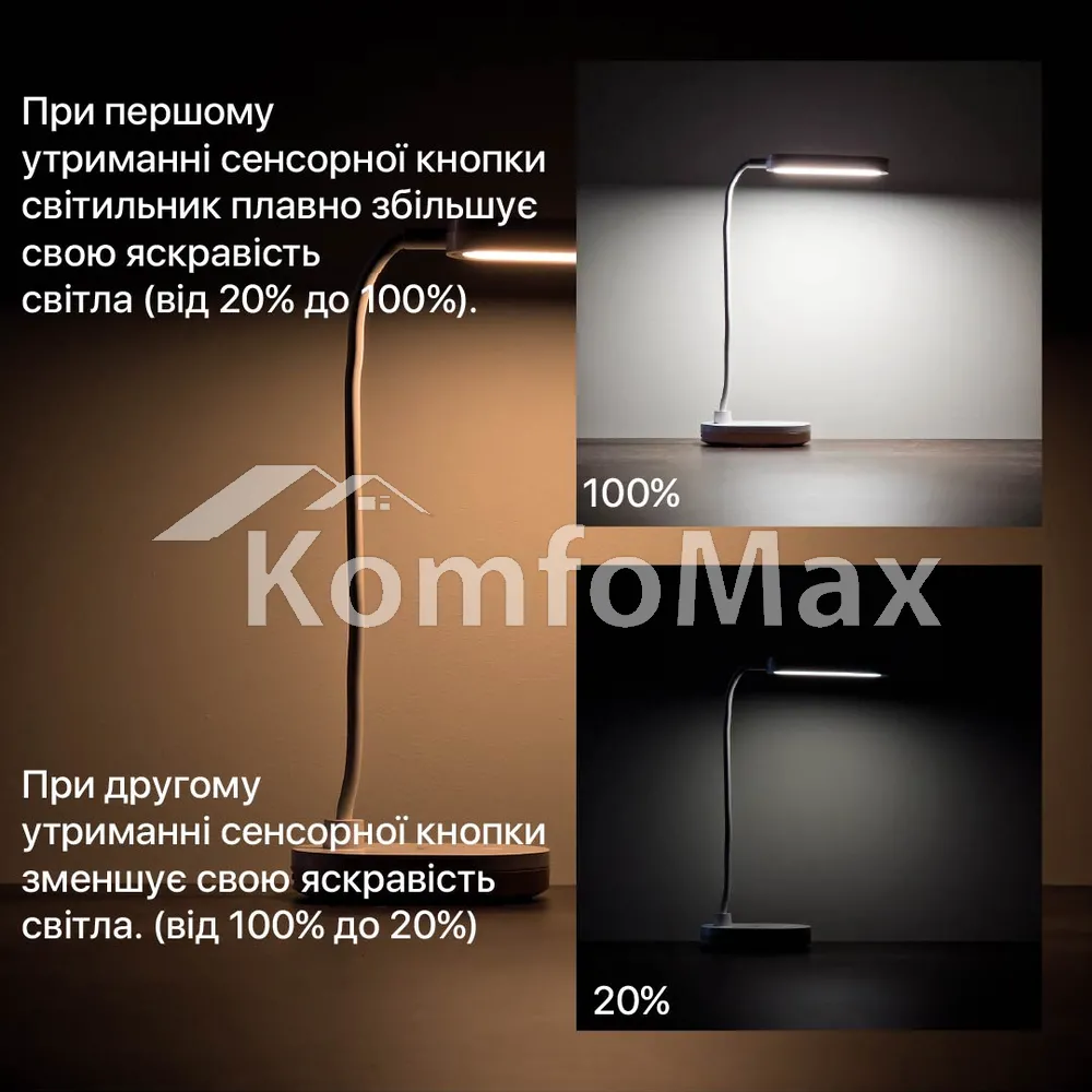 Настільна лампа акумуляторна Violux LINERA 5W 200LM 4200К 1200mAh білий  - фото 3