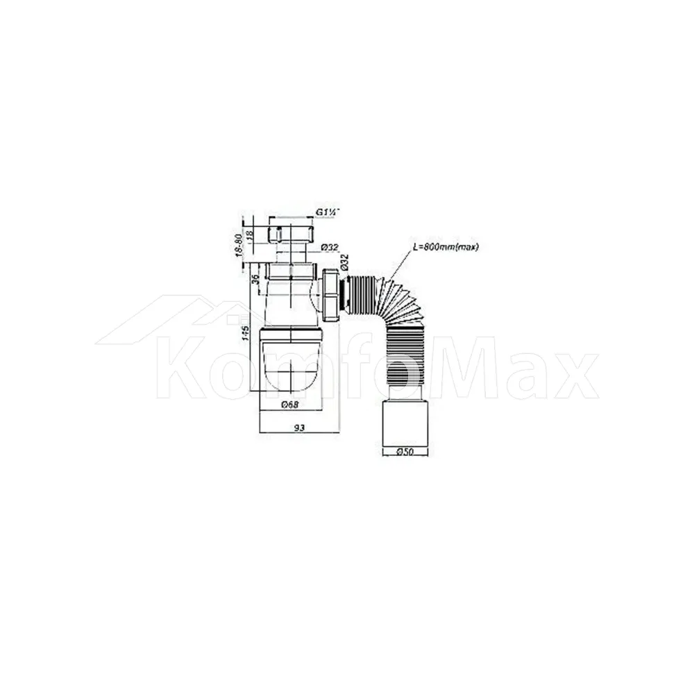 Сифон для умивальника без випуску SoloPlast Т0315 D1 1/4x50  - фото 1