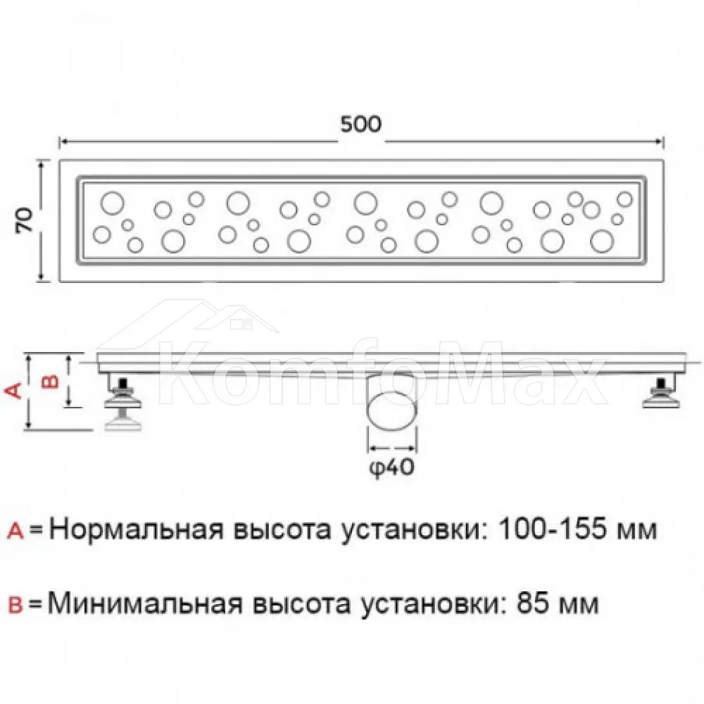 Трап для душу Gappo G85007-2 із нержавіючої сталі 70х500мм Сатин  - фото 2