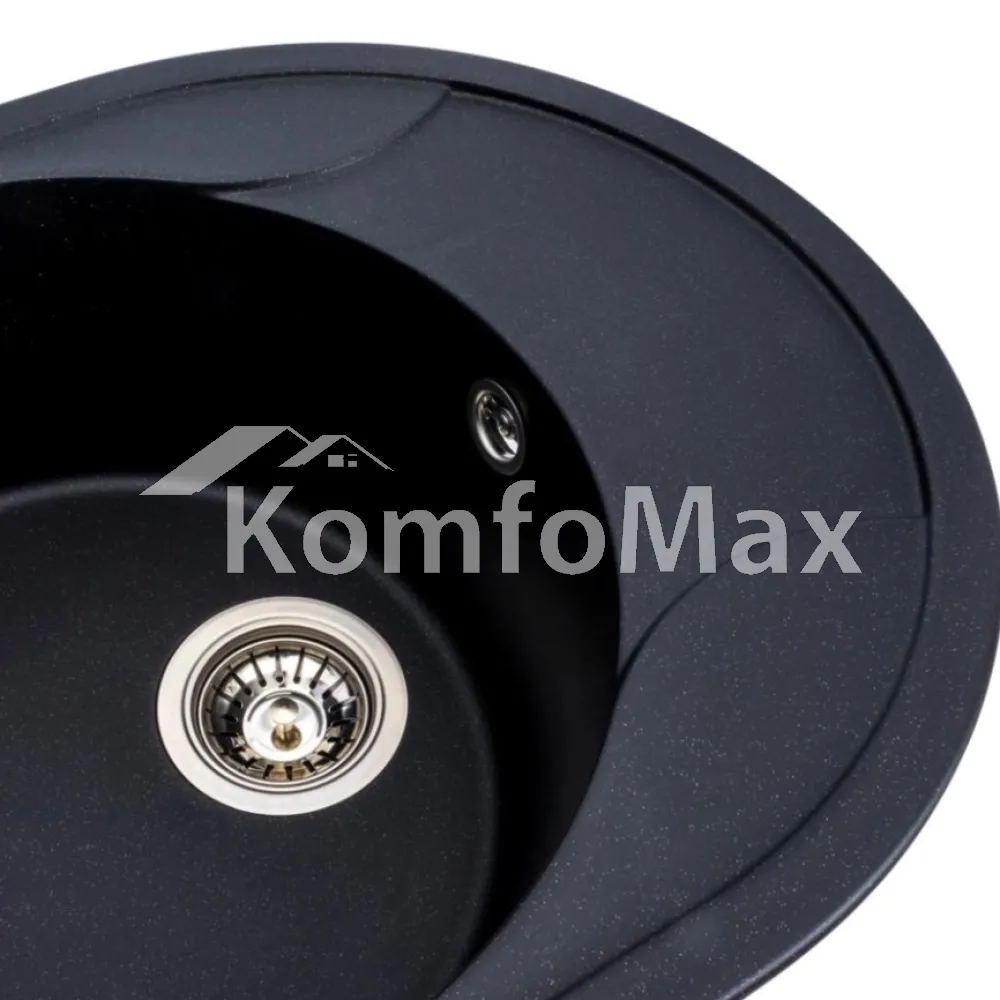 Гранітна мийка для кухні Platinum 5847 ONYX чорний металік  - фото 2