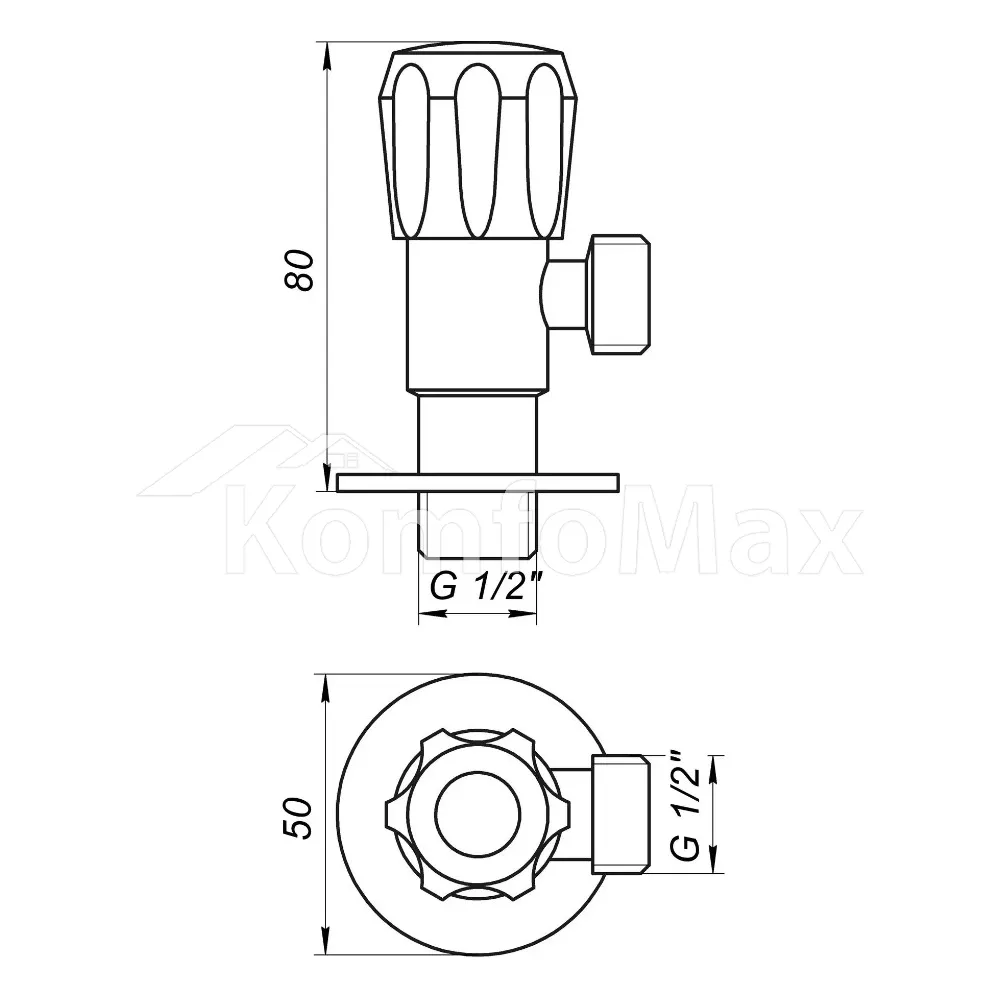 Кран вентильний кутовий Professional 1/2″X1/2″ NV-QP999  - фото 3