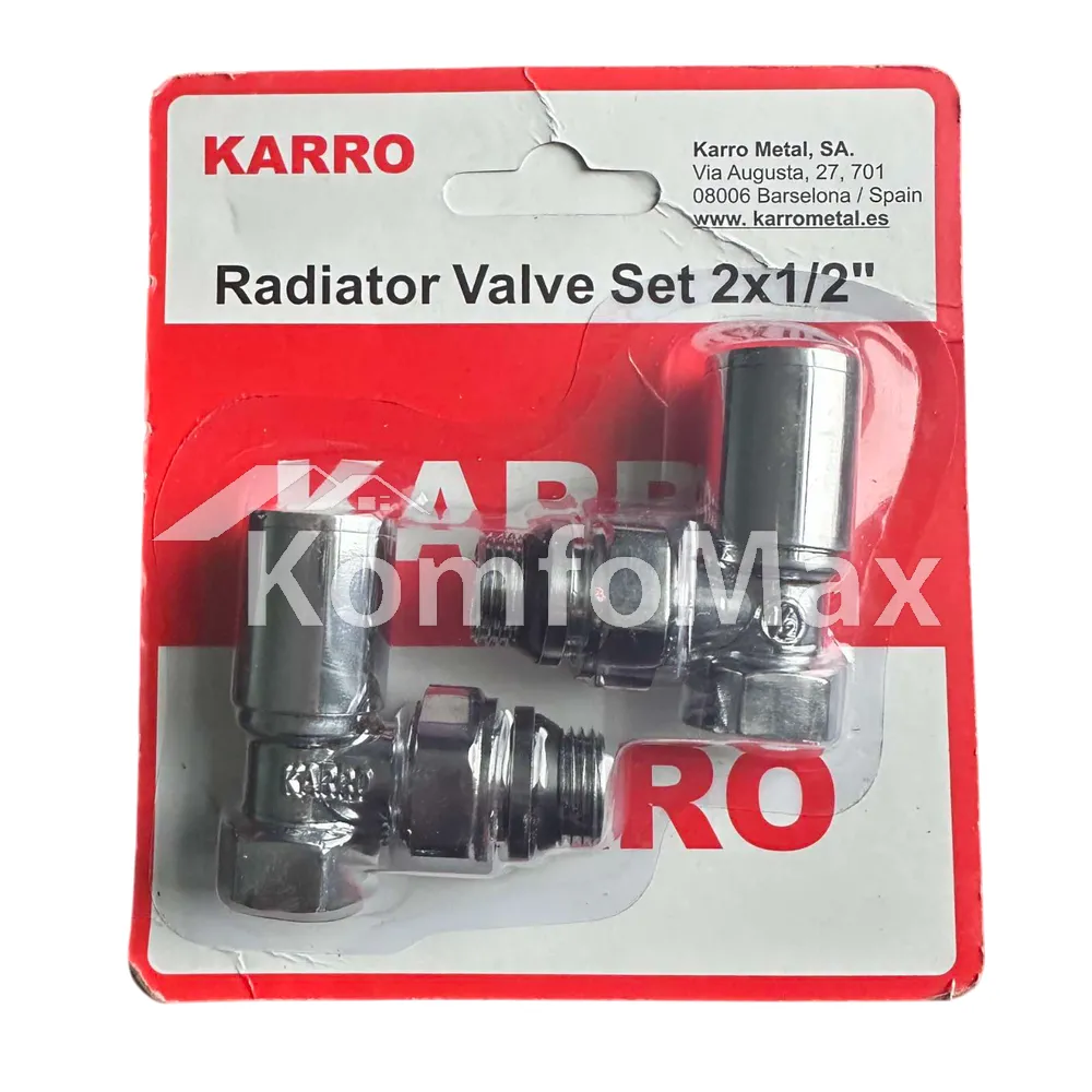 Комплект кранів для рушникосушки Karro 1/2” ВВ KR T 32001 циліндр хром 