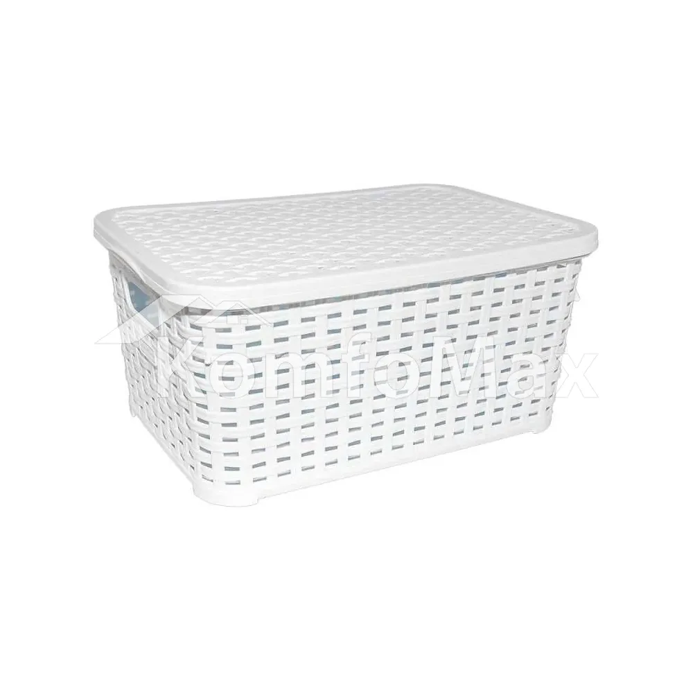 Кошик з кришкою Plastart Ротанг SP-290 5л. (19,5х28,5х12,5см.) Білий 