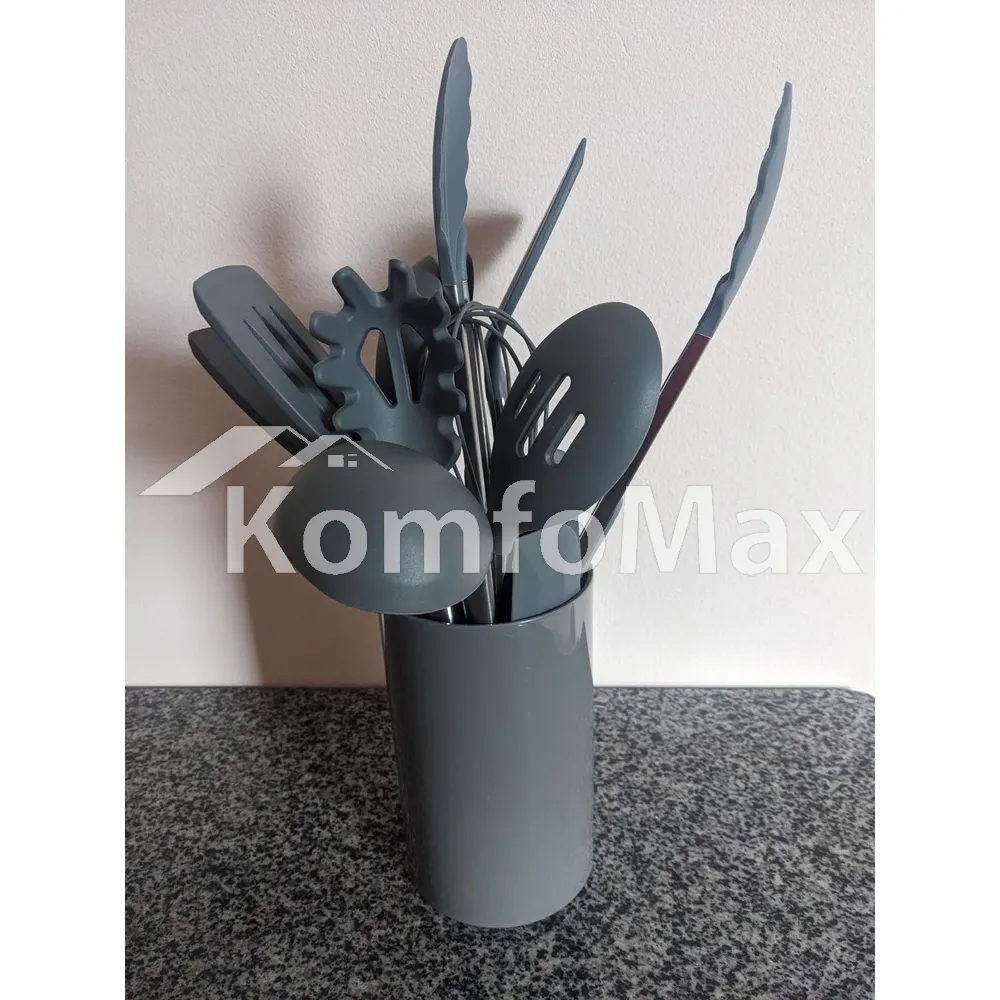 Набір кухонного приладдя Kitchenware set силікон 14 предметів, сірий  - фото 4