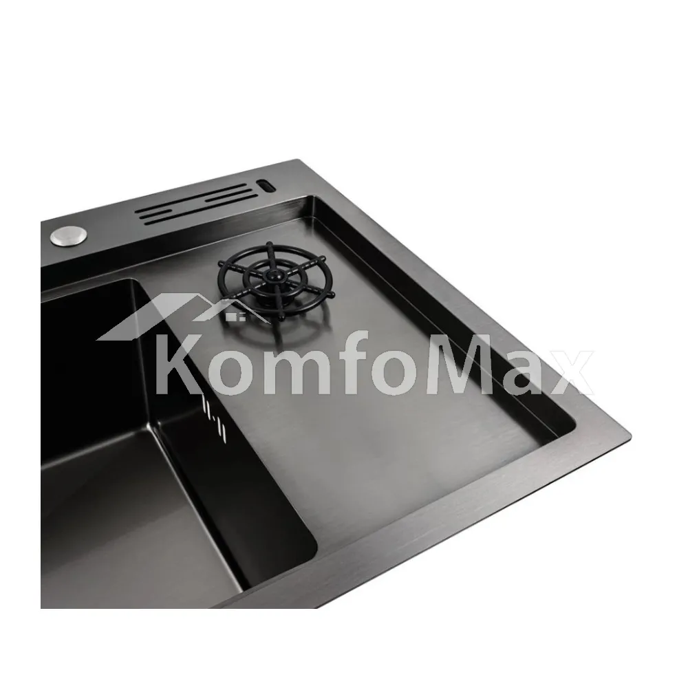 Мийка кухонна нержавійка Platinum Handmade 78х46 L чорна PVD  - фото 3