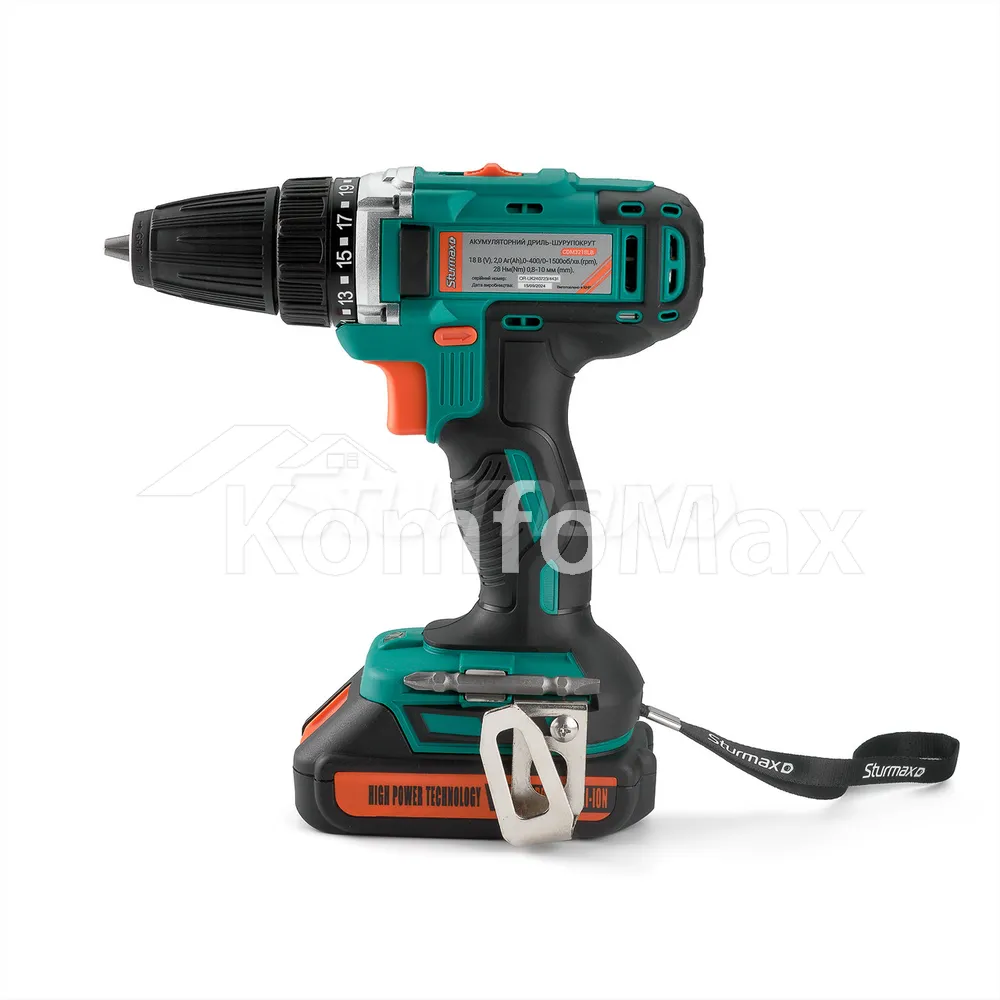 Шуруповерт акумоляторний Sturmax CDM3218LB 18В  - фото 2