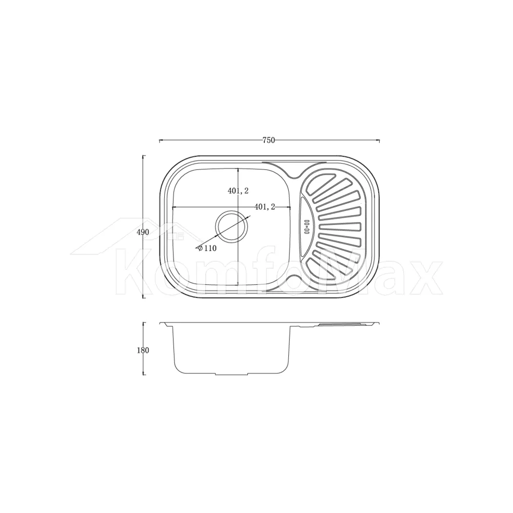 Мийка кухонна врізна VENTA VM75498D 0.8мм 750х490мм decor  - фото 2