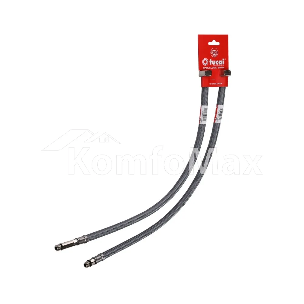 Шланг для змішувача TUCAI М10х3/8″ АНТИКОРОЗІЯ (пара) 80см  - фото 1