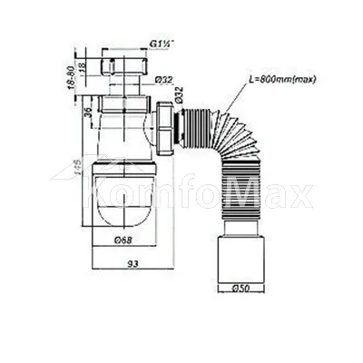 Сифон для умивальника без випуску SoloPlast Т0315 D1 1/4x50