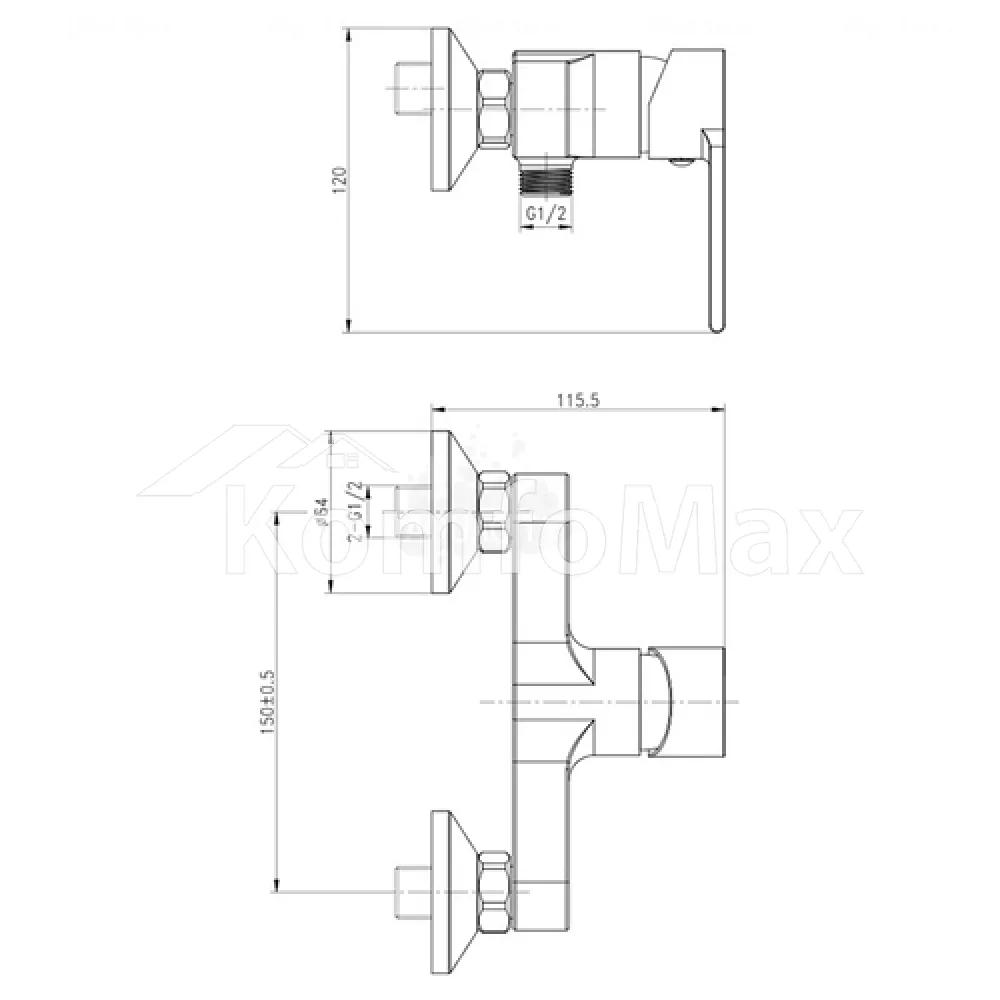 Змішувач для душу Cersanit Brasco S951-23, латунь хром  - фото 1