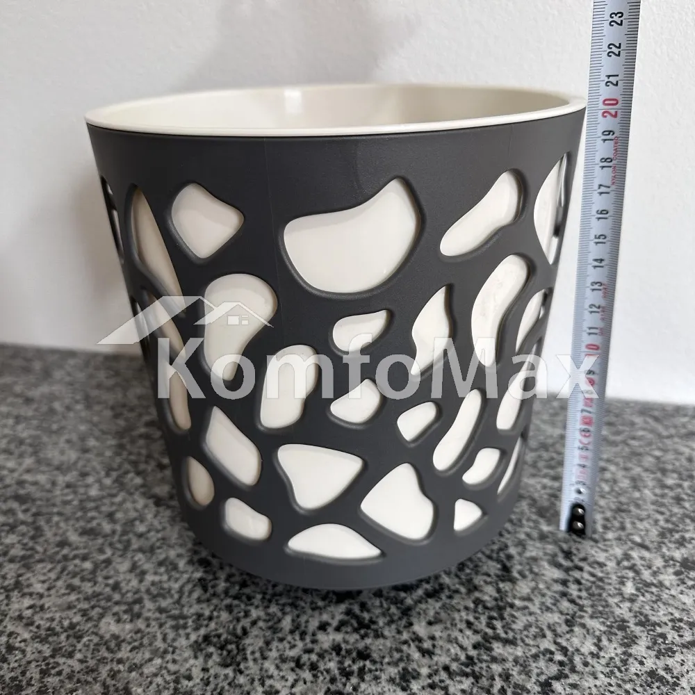 Горщик для квітів Дует діаметр 19см висота 20,5см антрацит/кремовий вклад  - фото 7