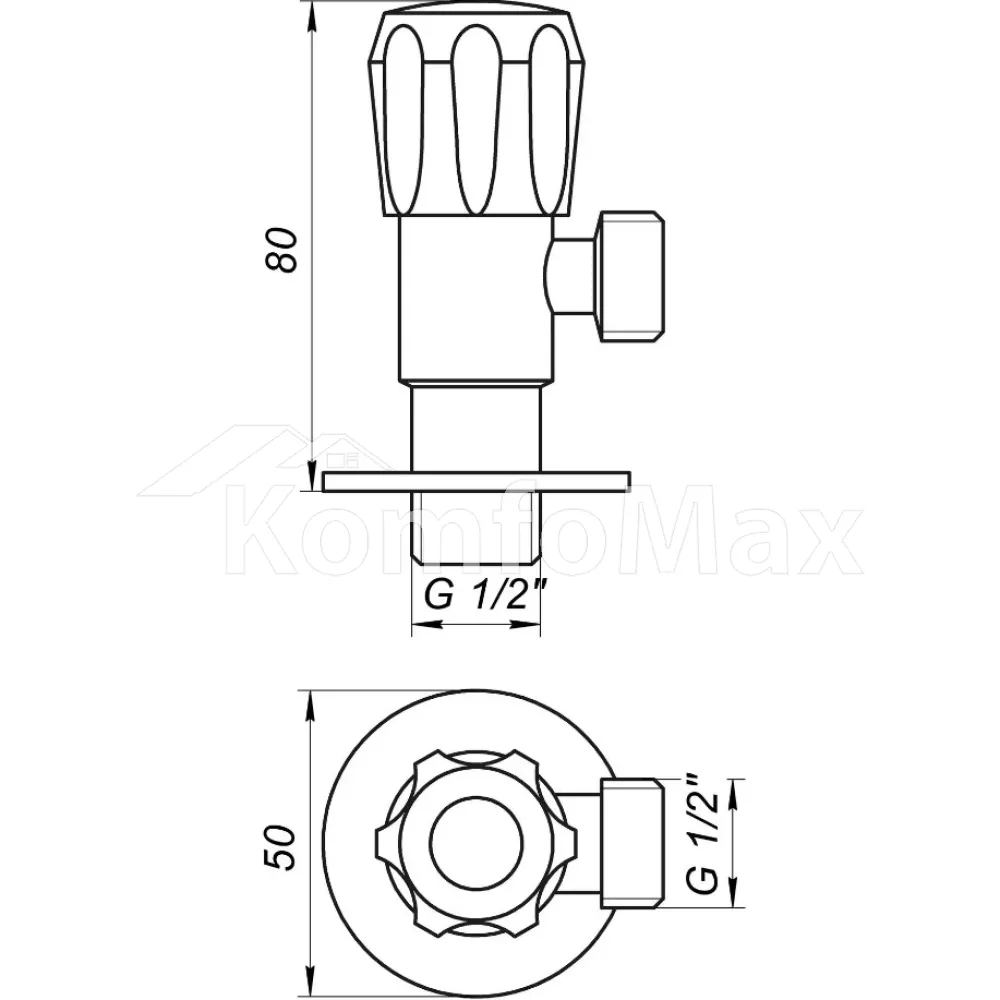 Кран вентильний кутовий Professional 1/2″X1/2″ NV-QP999  - фото 3