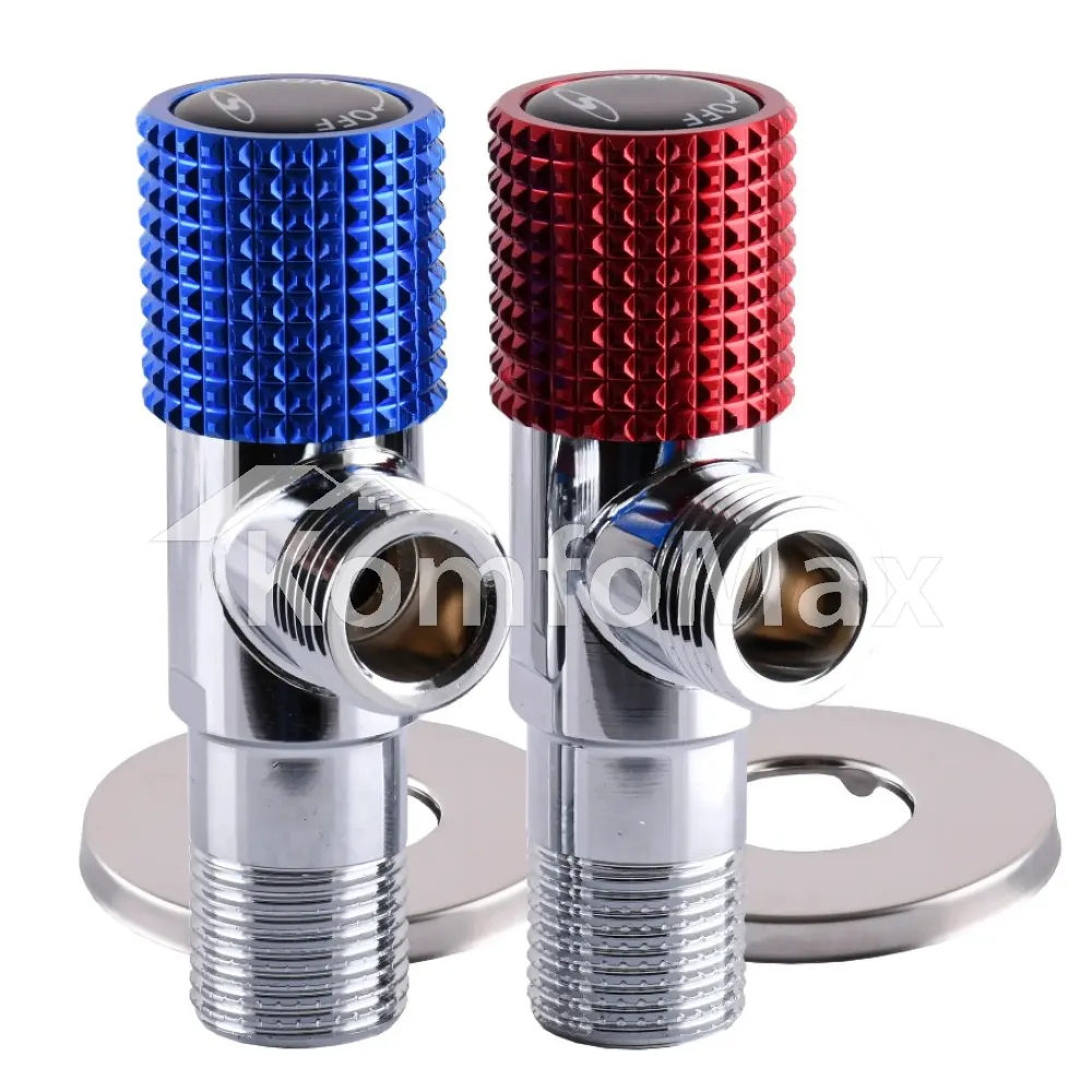 Комплект кранів кутових кераміка SOLOMON EXCLUSIVE 1/2″X1/2″ 9889 RED/BLUE (комплект2шт.) 