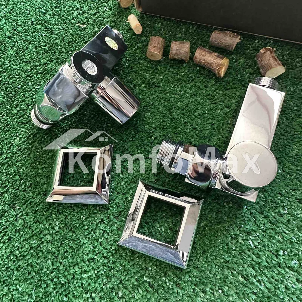 Комплект кранів для рушникосушки SOLOMON LUX 1/2″CUBE CHROM 8888_ТЕН вентильний кутовий з американкою  - фото 2