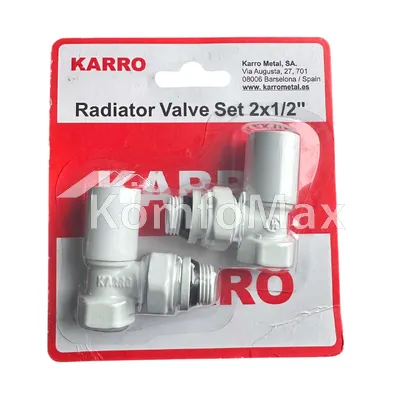 Комплект кранів для рушникосушки Karro 1/2” ВВ KR T 32000 циліндр білий