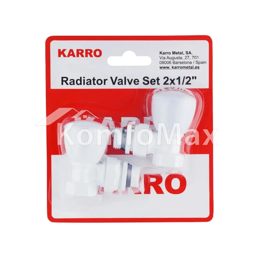 Комплект кранів для рушникосушки Karro 1/2” ВВ R319 білий 