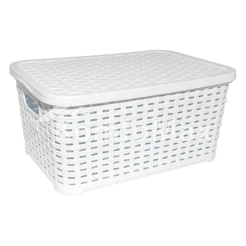 Кошик з кришкою Plastart Ротанг SP-295 10л. (34,5х24х16см.) Білий 