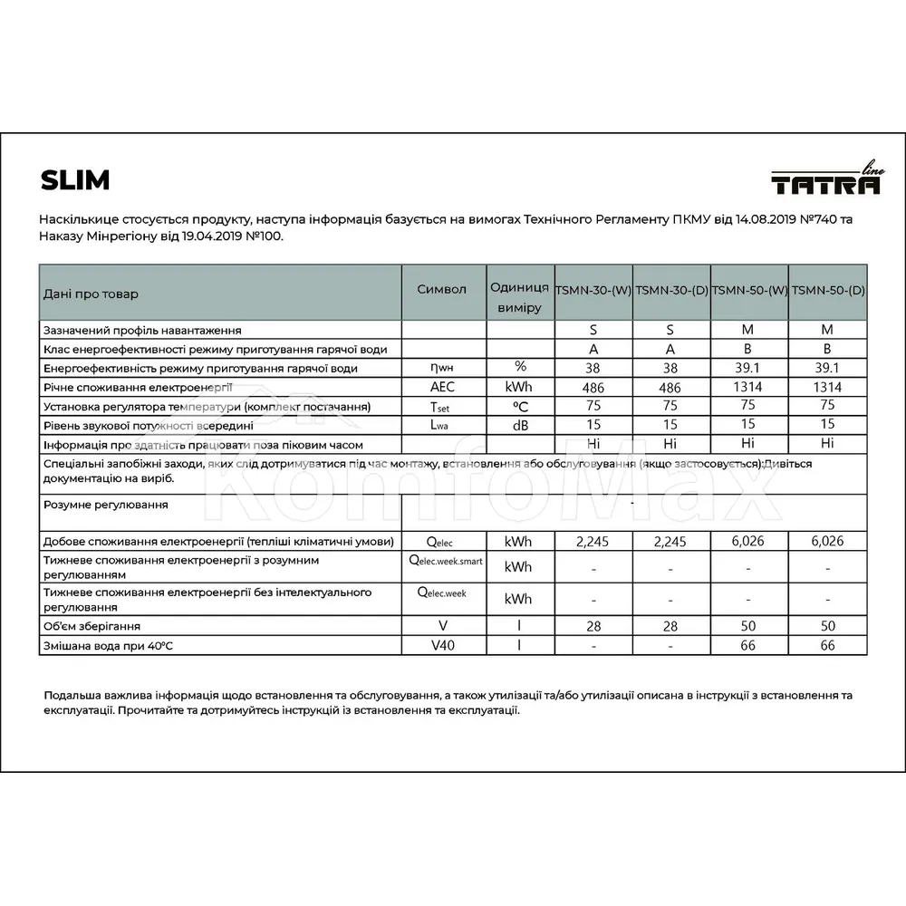 Бойлер TATRA-Line SLIM TSMN-30-(D) 30л  - фото 4
