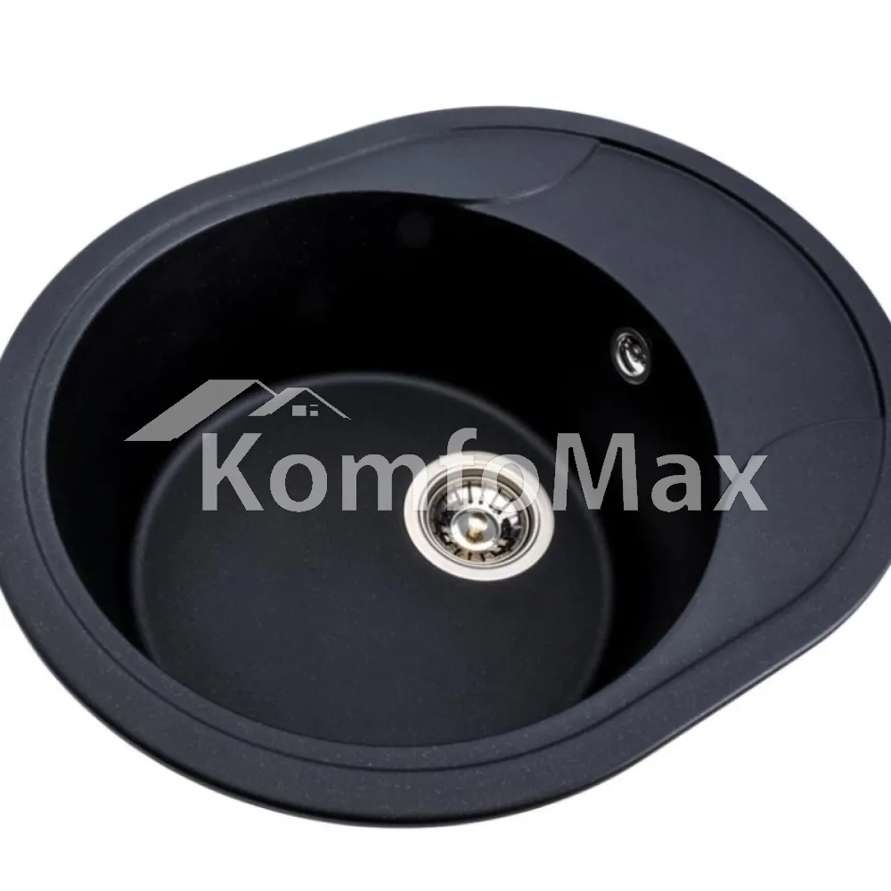 Гранітна мийка для кухні Platinum 5847 ONYX чорний металік  - фото 1