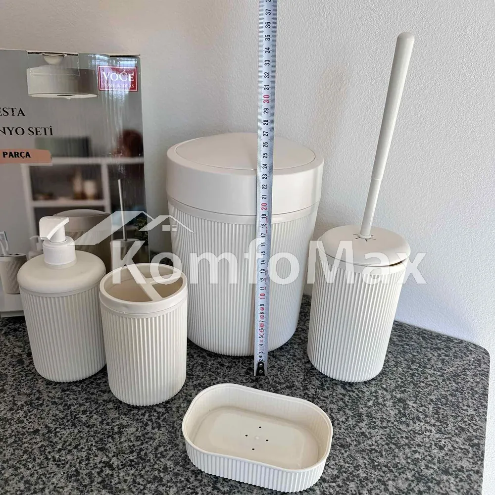 Набір для ванної кімнати Alesta VC-150 5 предметів, Кремовий  - фото 3