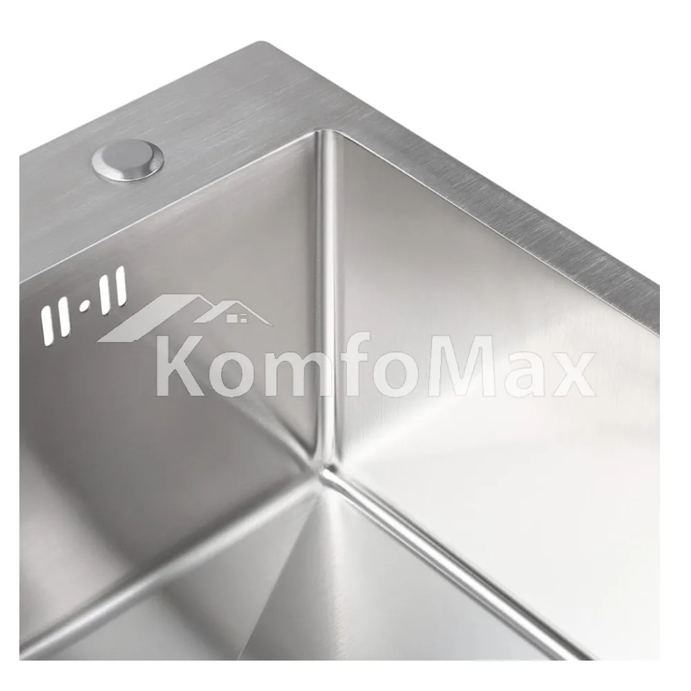 Мийка кухонна нержавійка Platinum Handmade 50х50см. (сифон круглий, 3,0/0,8)  - фото 2