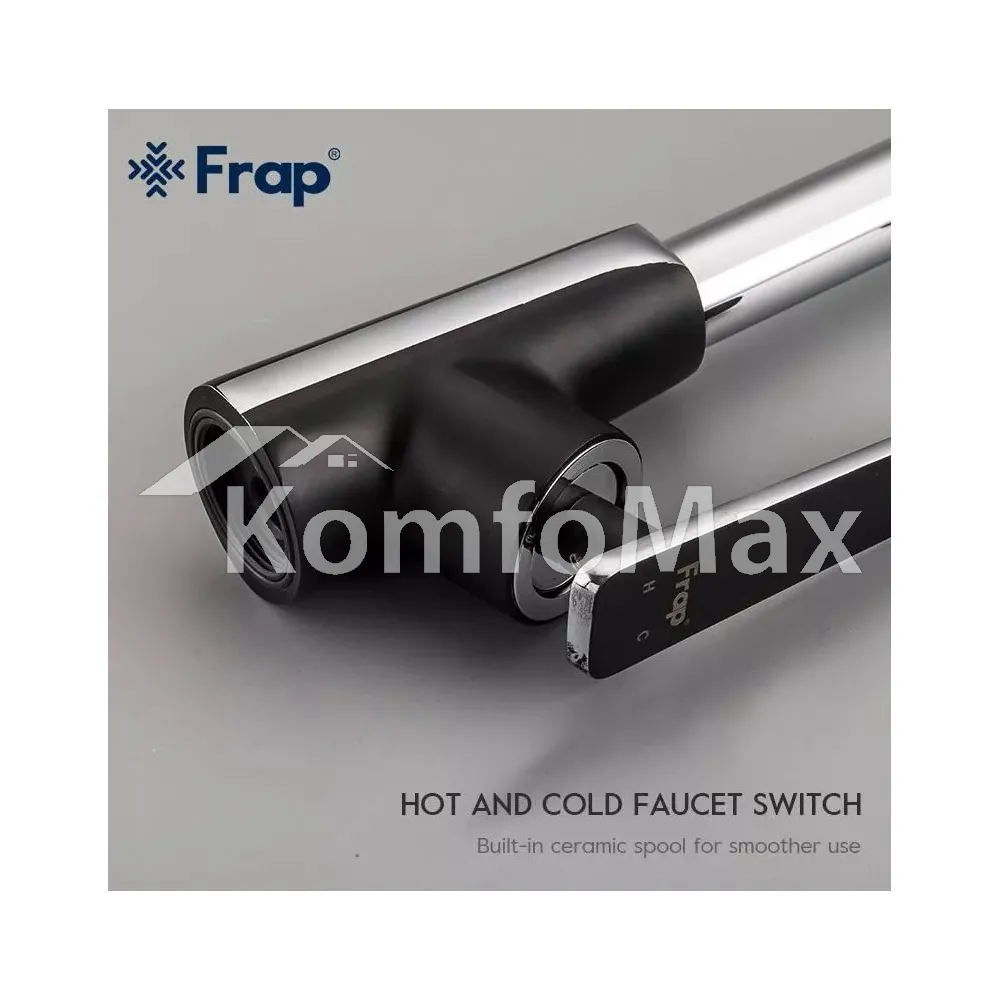 Змішувач для кухні Frap F4057, латунь чорний/хром  - фото 3